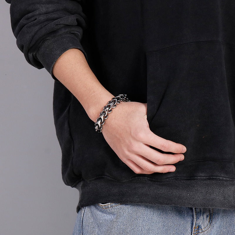 Kemstone Men’s Stainless Steel Viking Chain Bracelet – 16–20mm Gothic Street Warrior KB82293-BD