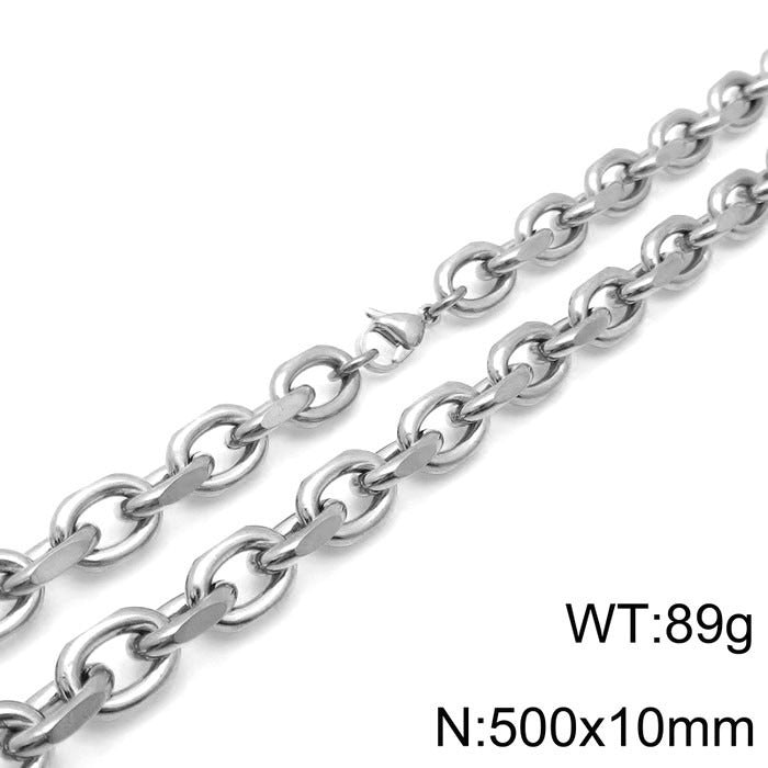 Kemstone Matte Stainless Steel O-Link Chain Set – Gothic Rock Choker & Bracelet for Men’s Urban Streetwear KS138454-Z