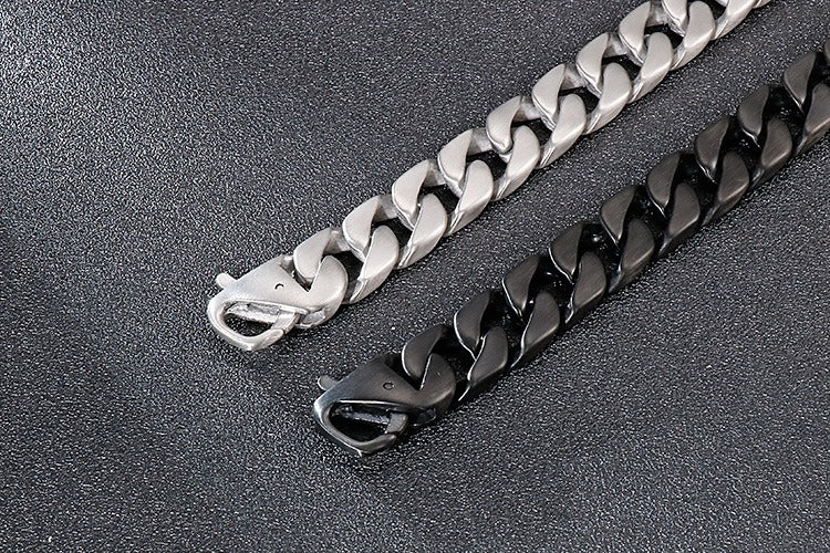 Kemstone Men’s Stainless Steel Cuban Chain Bracelet – 21cm Street Style Gothic Power Link KB27123-D