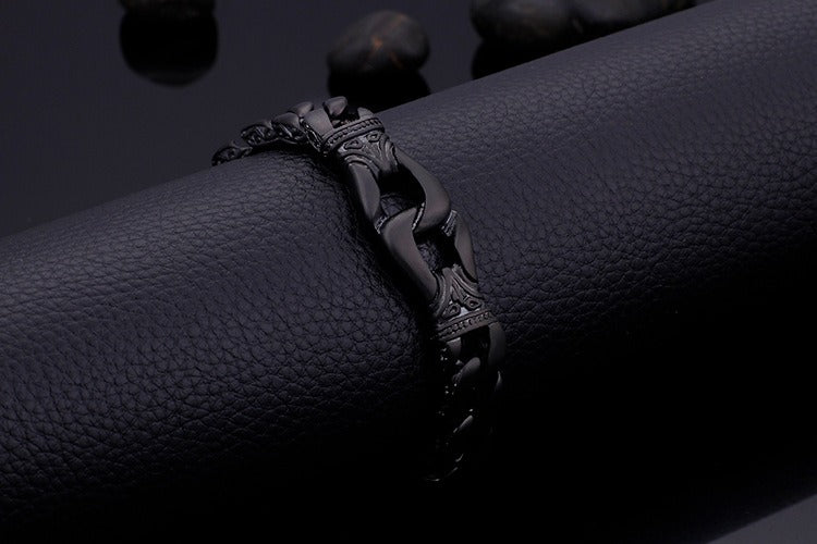 Vintage Stainless Steel Curb Chain Bracelet – 22cm Gothic & Street Style for Men KB23805-D