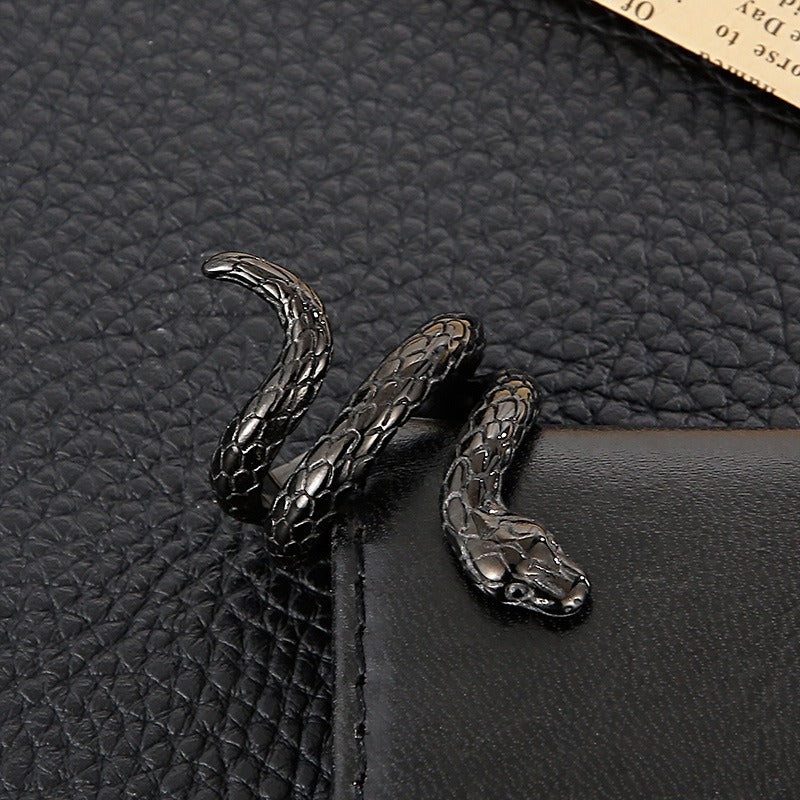 Kemstone Vintage Punk Cobra Titanium Steel Ring β Handcrafted Snake Design KR52350-K