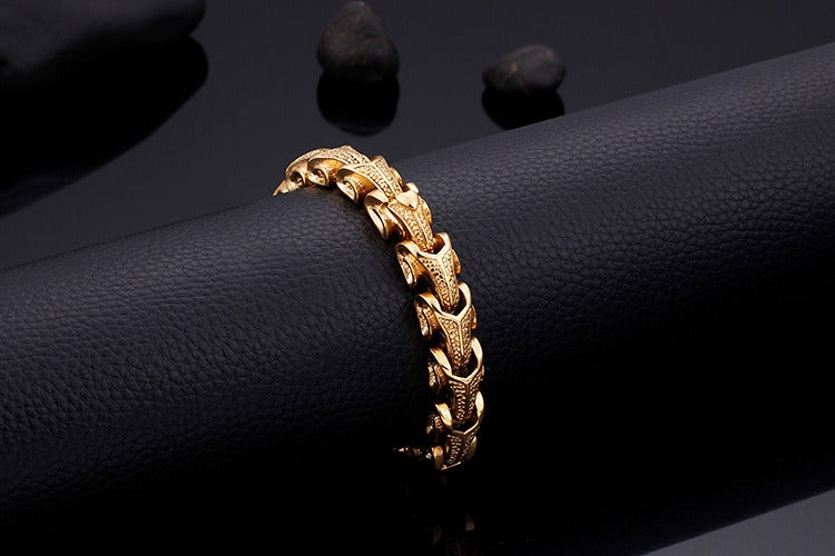 Kemstone Men’s Dragon Spine Chain Bracelet – 11mm Stainless Steel Gothic Norse KB40302-D
