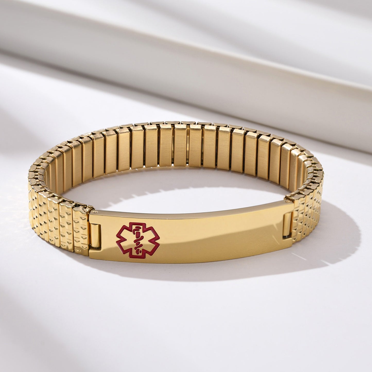 Pulsera elástica de alerta médica – Banda de identificación de acero inoxidable de 12 mm BR-263