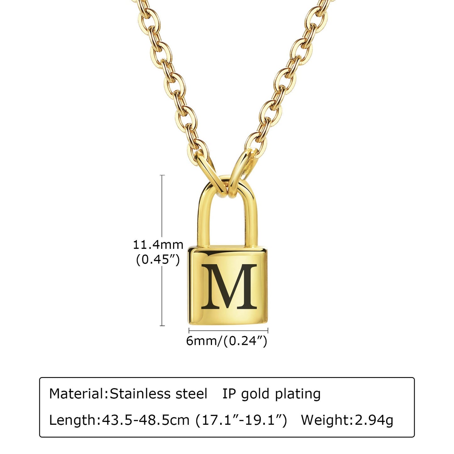 Colgantes de letras con cerradura de acero inoxidable Kemstone: collar minimalista con el alfabeto para historias cotidianas NC-1033