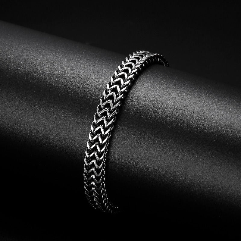 Pulsera Kemstone Twin Serpent de acero y titanio para hombre: diseño retro y vanguardista para guerreros modernos KB145401