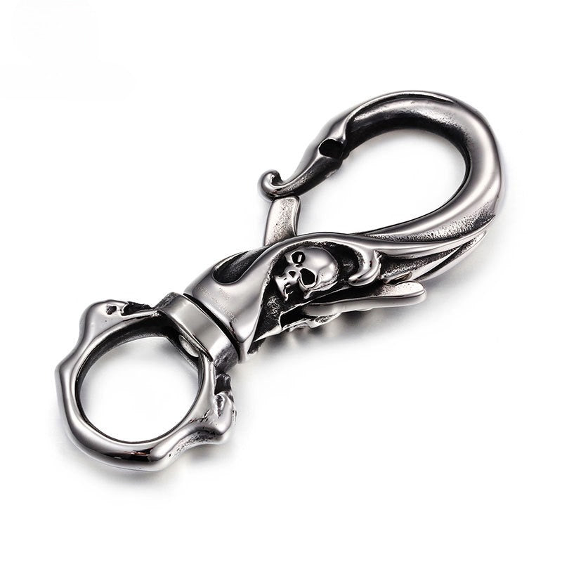 Kemstone Skull Pendant Necklace & Keychain – Stainless Steel Punk Jewelry for Men, Gothic Street Style KP47067