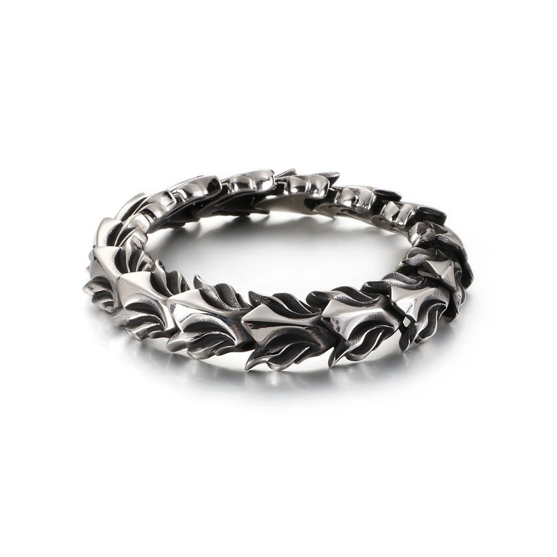Kemstone Men's Titanium Steel Dragon Bone Chain - Urban Edge Bracelet for Everyday Boldness KB118446