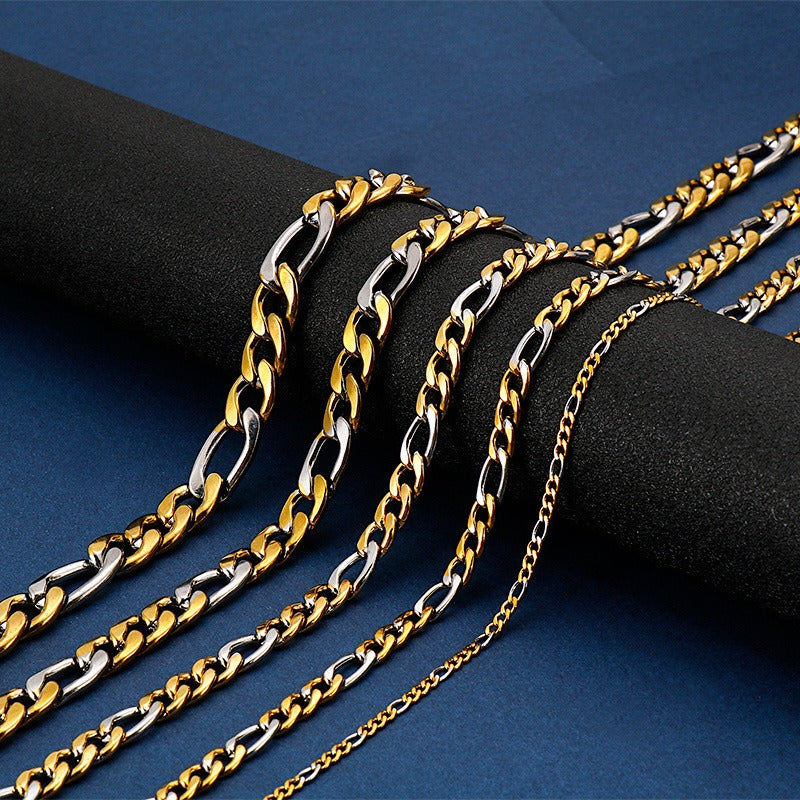 Kemstone NK Link Titanium Steel Chain – Matte & Polished Hip-Hop Necklace for Men KN93442-Z