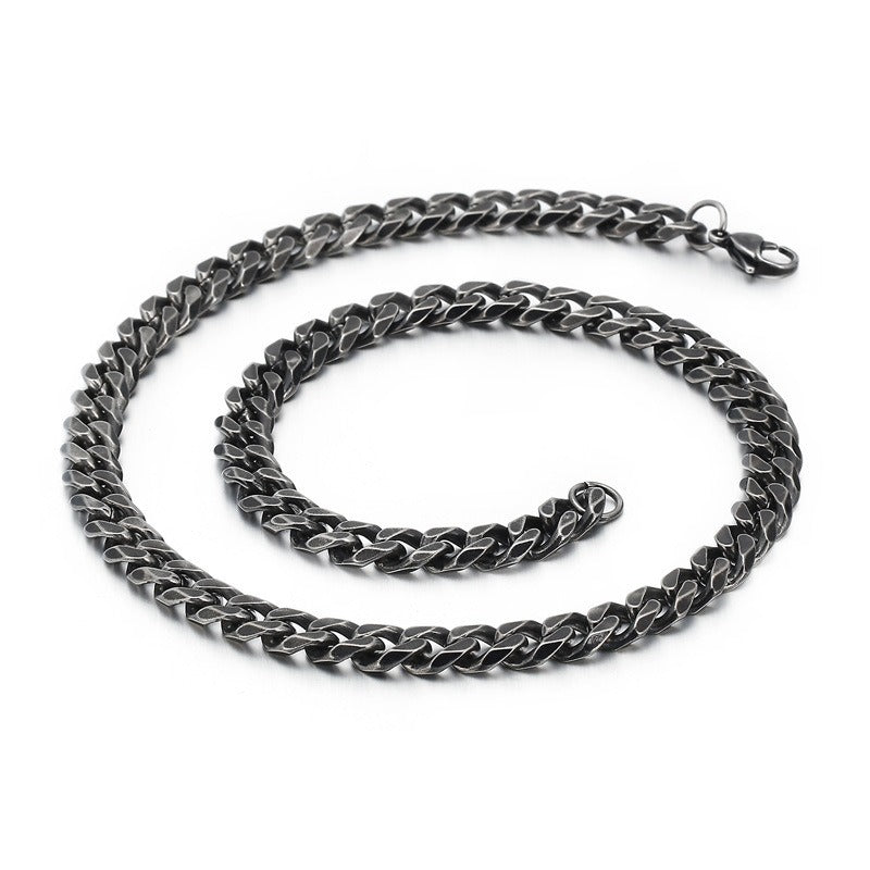 Kemstone Retro Chain Necklace – Rugged 304 Stainless Steel Urban Gothic Jewelry for Men KN108187-Z