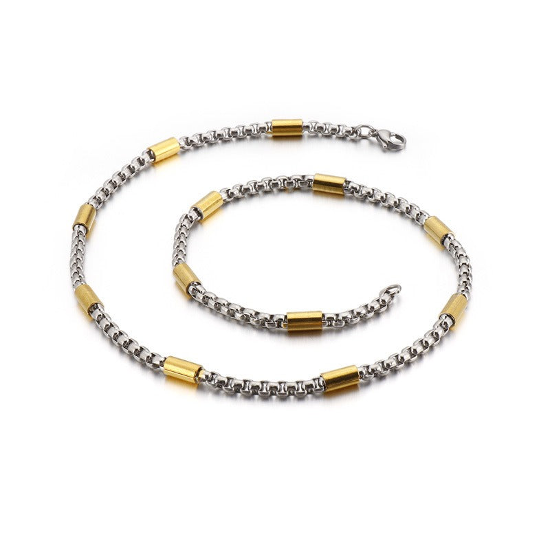 Collana con catena in acciaio al titanio Kemstone - Design geometrico moderno per unisex con osso KN107410-Z