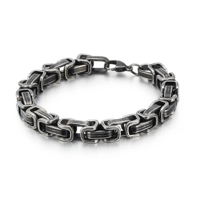 Kemstone Viking Emperor Chain Bracelet – Vintage Stainless Steel Armor-Link Design for Men KB130684-Z