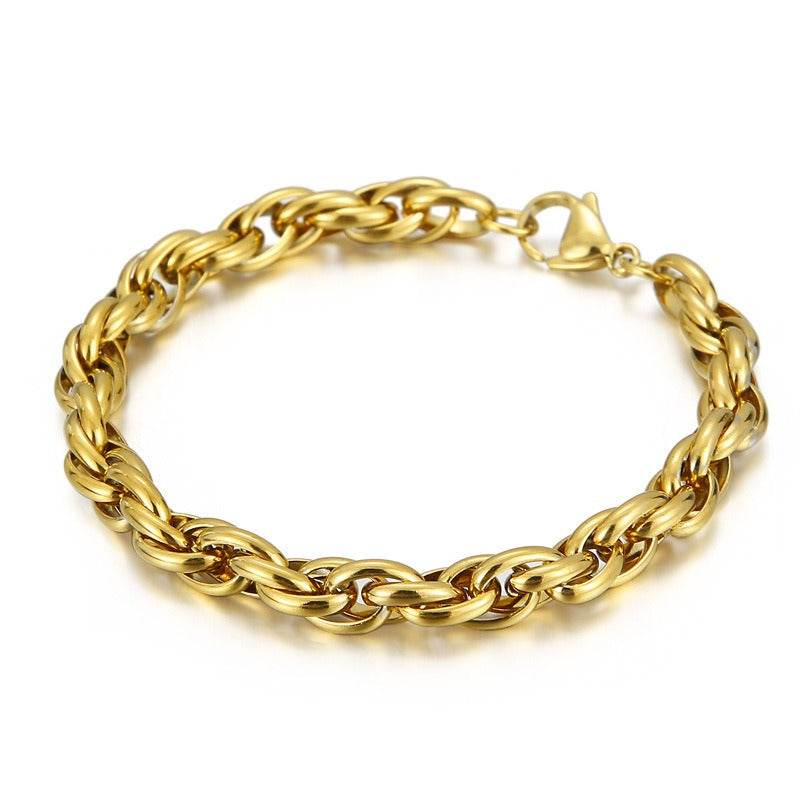 Kemstone Double-Clasp Adjustable Bracelet - Minimalist Stainless Steel Chain for Men's Daily Style KB107527-Z