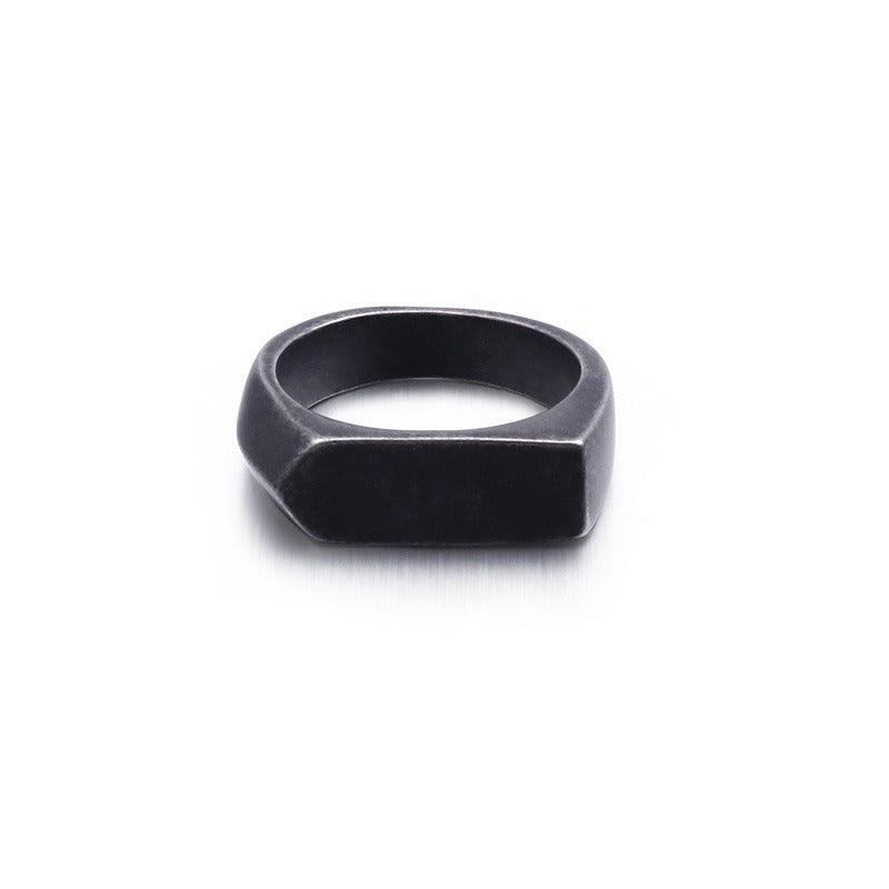 Kemstone Geometric Titanium Steel Ring – Matte Urban Streetwear Band for Men | Gothic Hip-Hop Style KR86567-KHX