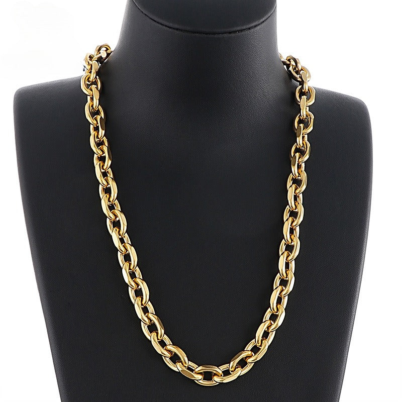 Kemstone Matte Stainless Steel O-Link Chain Set – Gothic Rock Choker & Bracelet for Men’s Urban Streetwear KS138454-Z