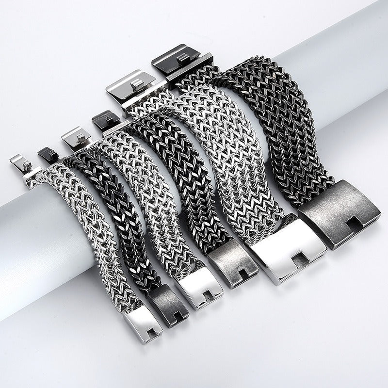 Men’s Stainless Steel Dragon Chain Bracelet – Norse Gothic Biker Jewelry | 12mm 18mm 30mm KB56409-D