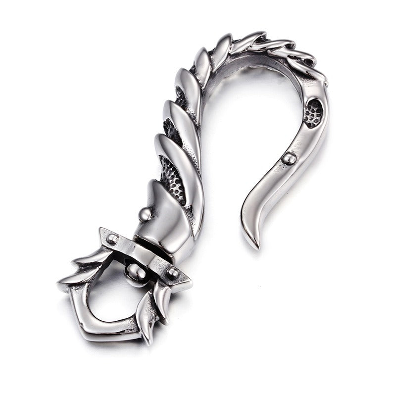Kemstone Fishhook Pendant Necklace – Rustic Titanium Steel Maritime Symbol for Men KP47066-BD