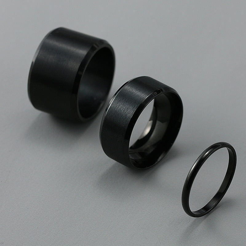 Kemstone Black Minimalist Ring – Polished Stainless Steel, Customizable Band R-400
