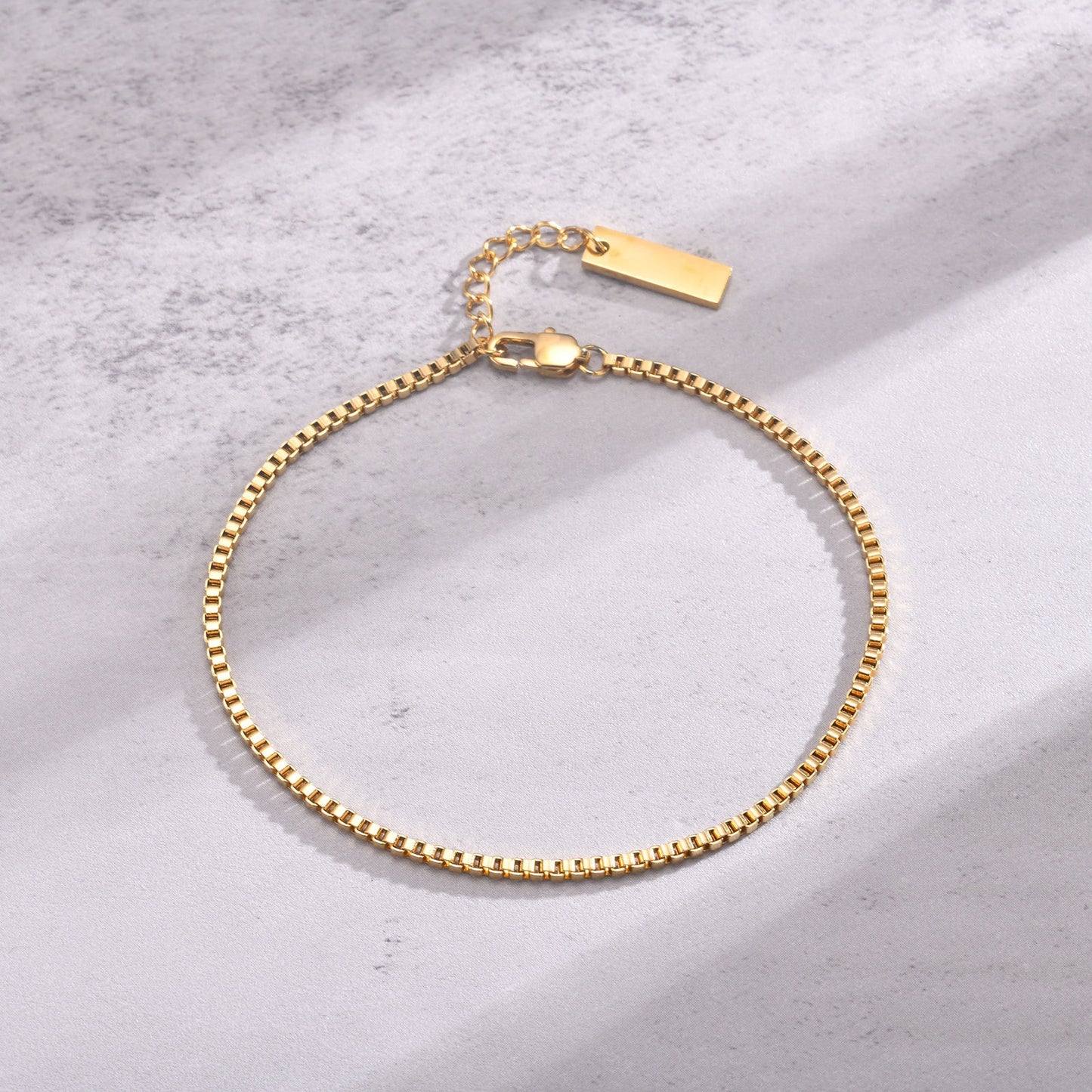 Kemstone Stainless Steel Box Chain Bracelet for Men – Modern Minimalist BR-1989
