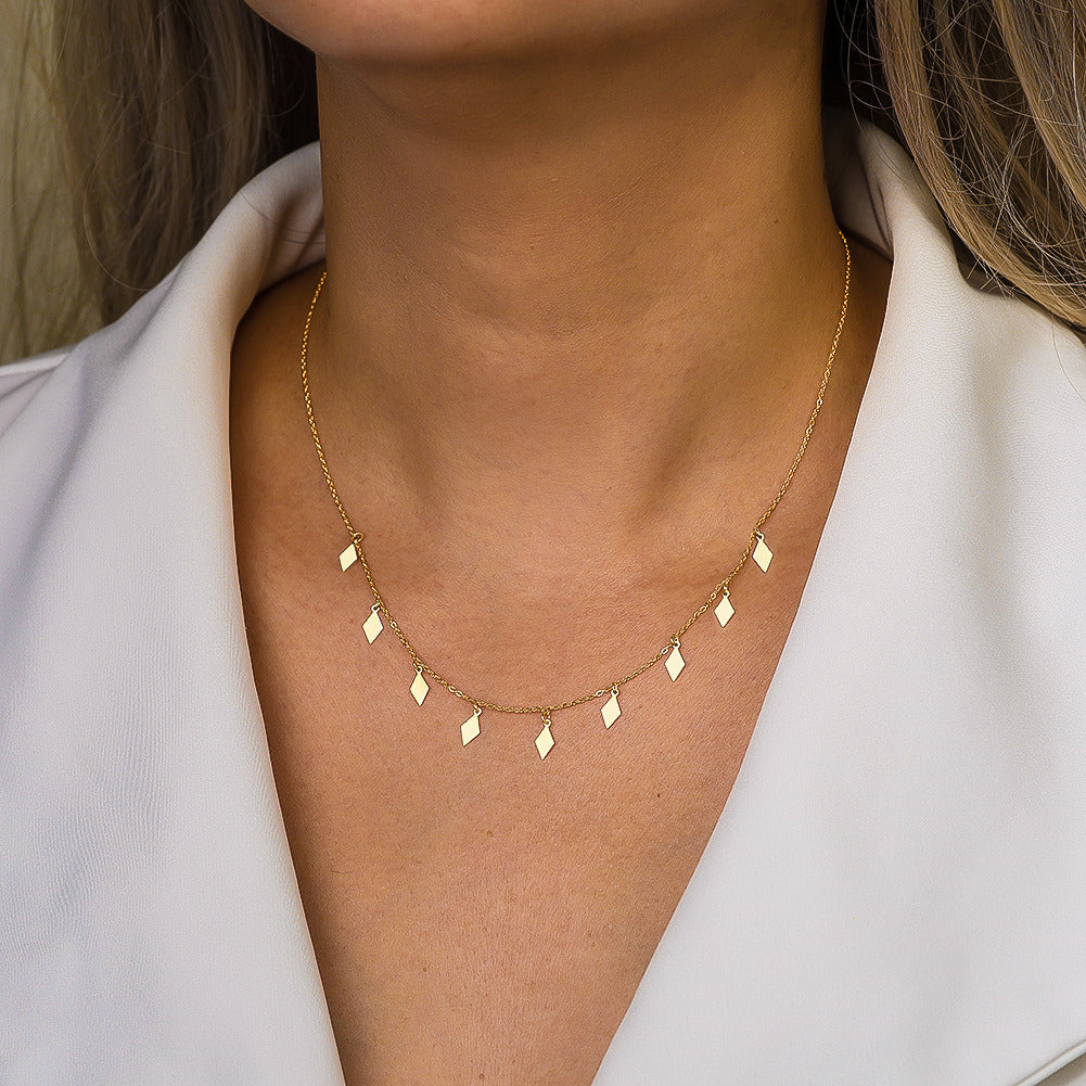 Kemstone 925 Sterling Silver Dainty Necklace – 18K Gold or Silver Plated Layered Bar Chain Choker for Women | Handmade Minimalist Jewelry A4-BQN25