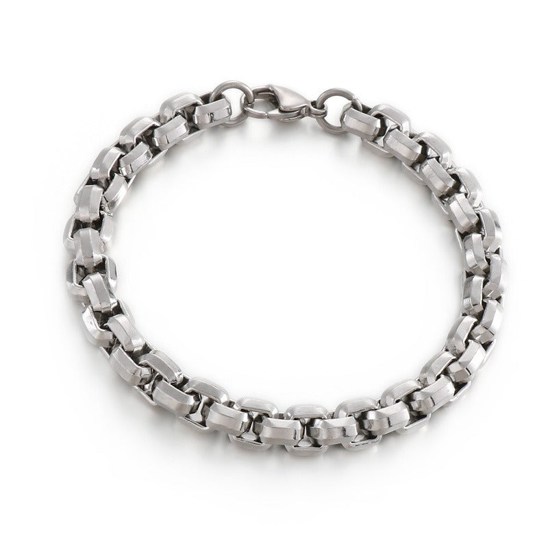 Kemstone Square Bead Chain Necklace – Textured Titanium Steel Jewelry for Men | Gothic Urban Streetwear KS139200-Z