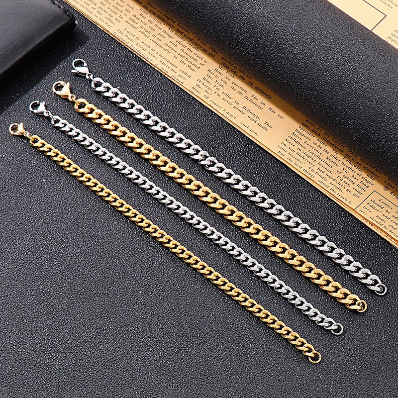 Kemstone Cuban Link Necklace & Bracelet Set – 8mm Stainless Steel Chain in Gold or Silver KS139040-Z