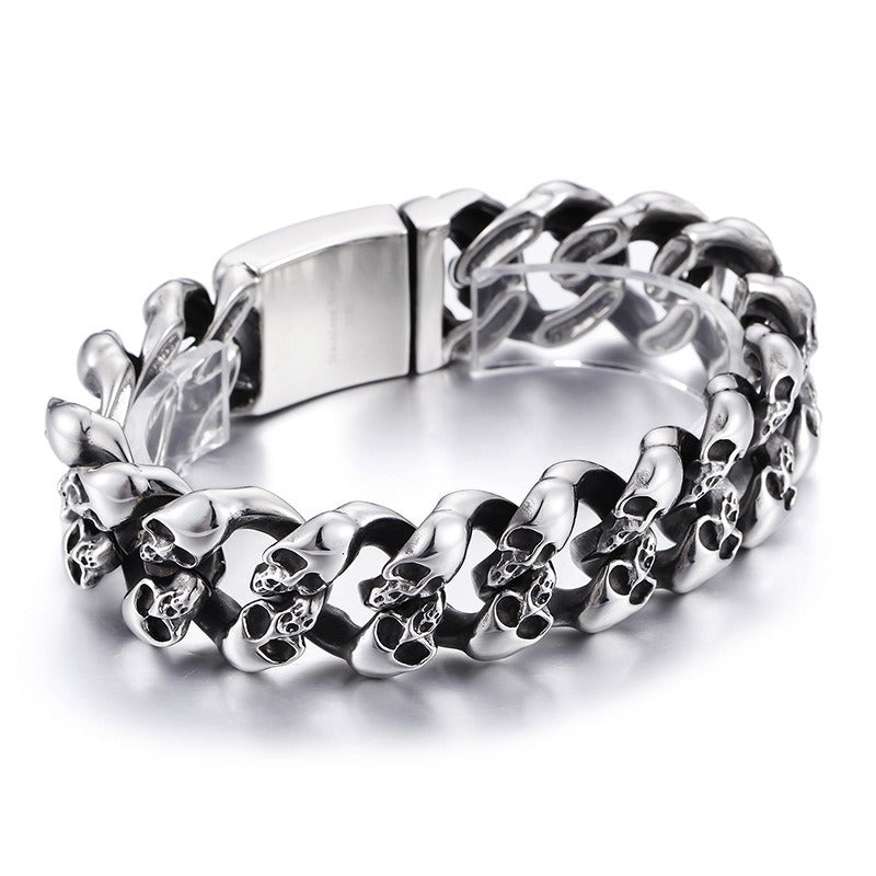 Bracciale a catena con teschio vintage Kemstone - Acciaio inossidabile Rebel Spirit KB78434-BD