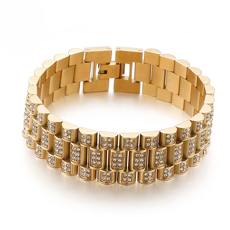Kemstone Urban Edge Titanium Steel Tank Chain - Hip Hop Bold Statement Mens Jewelry KB144759