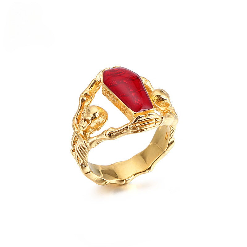 Anello a bara da vampiro gotico Kemstone - Gioiello punk in acciaio inossidabile con inserto in resina per uomo KR52409-K