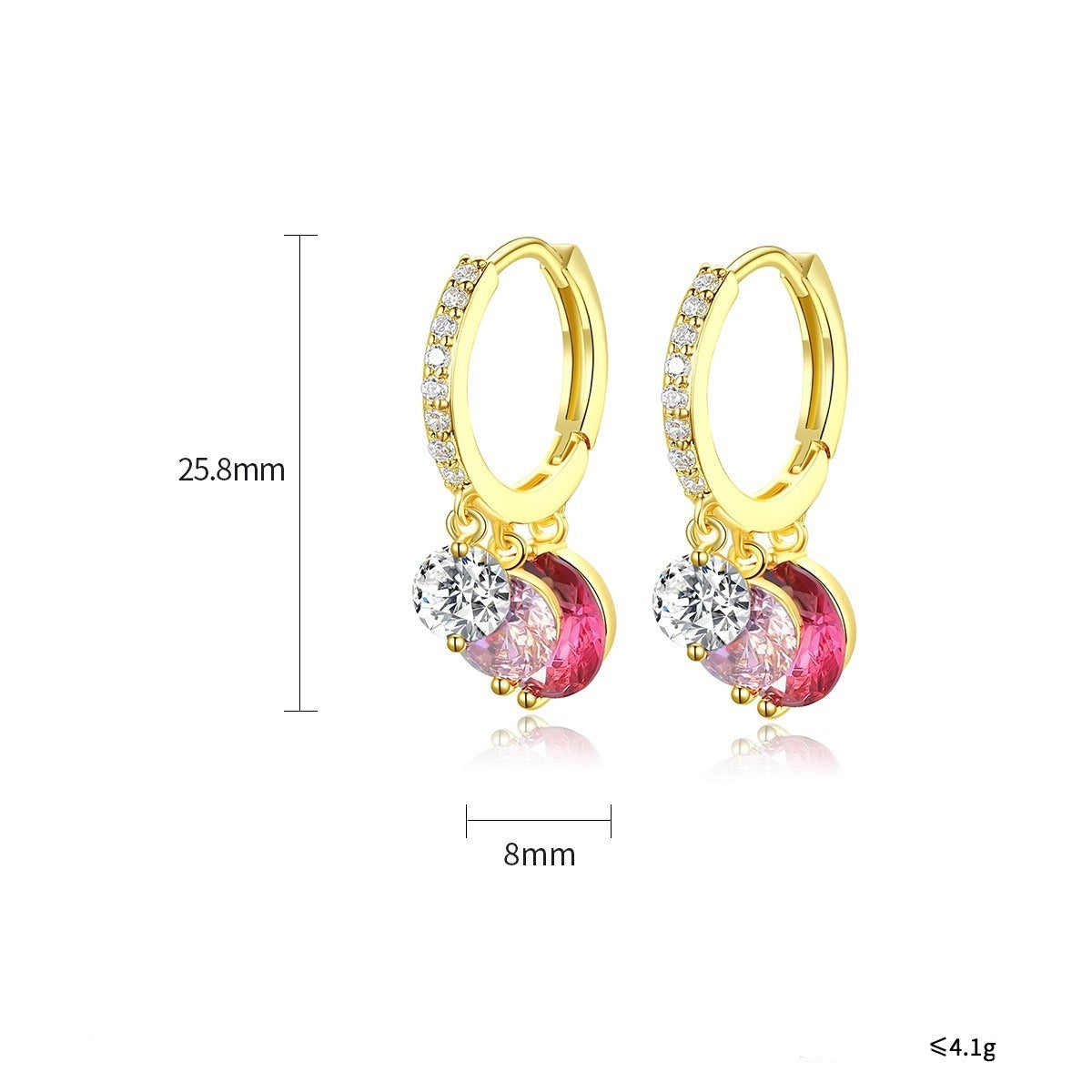Pendientes de aro Kemstone con gotas de agua y detalles de cristal: joyería minimalista de cobre para una elegancia cotidiana E20040211