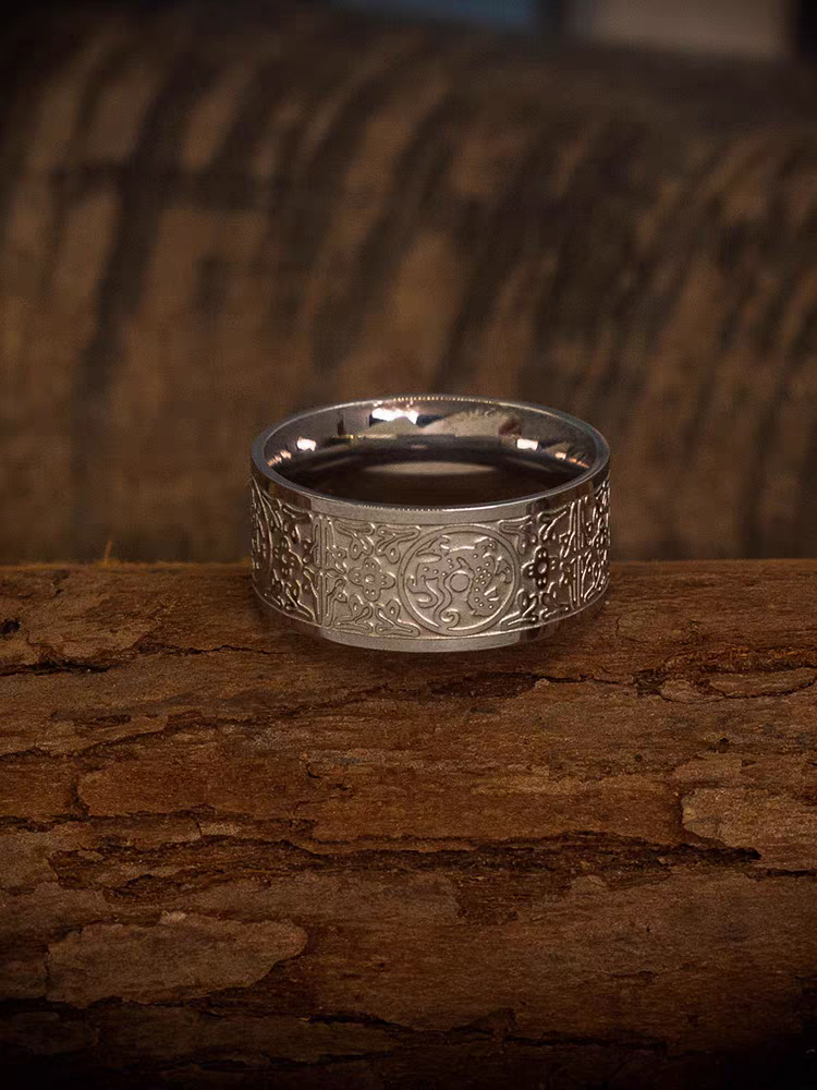 Kemstone Men’s Stainless Steel Wide Band Ring – Vintage Four Guardian Beasts Totem NW-JZ092