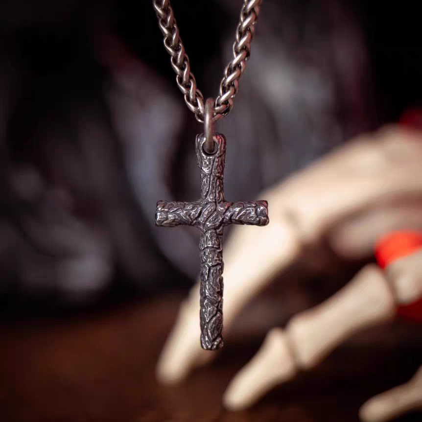Kemstone Men’s Gothic Cross Necklace – Devil Eye Pendant, Titanium Steel NW-XL187