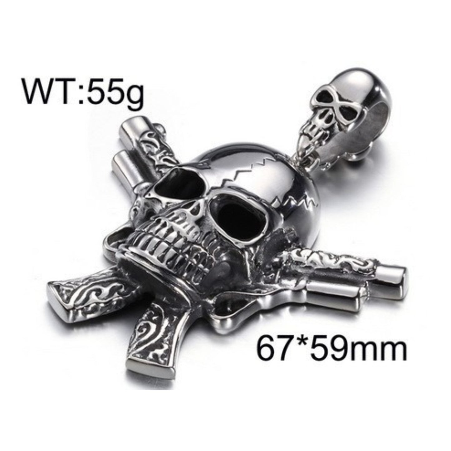 Kemstone Titanium Steel Skull Pendant Necklace – Mechanical Gothic Biker Jewelry for Men KP43973-BD