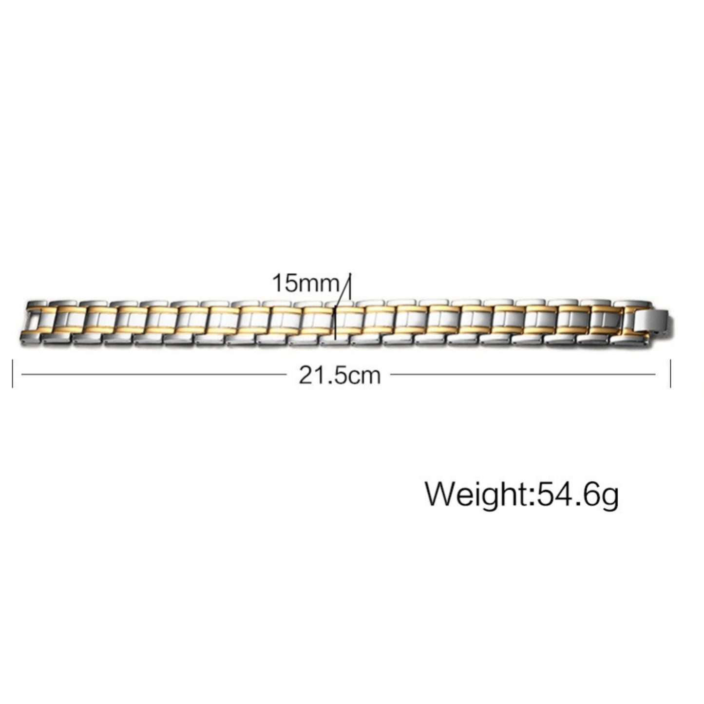 Kemstone Stainless Steel Dual-Row Magnetic Link Bracelet for Men TBRM-029