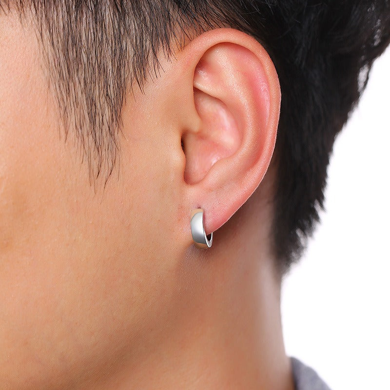 Men’s 4mm Stainless Steel Hoop Earrings – Minimalist Street Style EH-114
