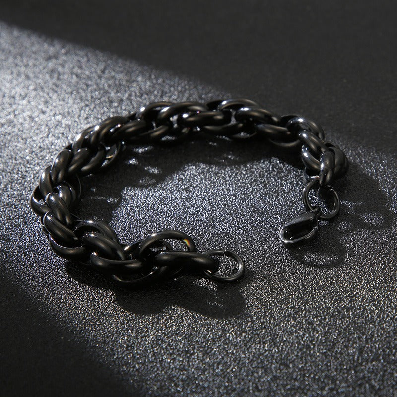 Kemstone Double-Clasp Adjustable Bracelet - Minimalist Stainless Steel Chain for Men's Daily Style KB107527-Z