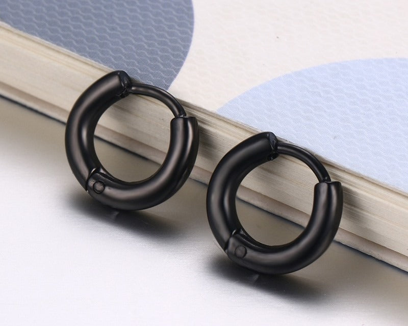 Titanium Steel Earrings – Minimalist Geometric Design with Custom Engraving EH-166