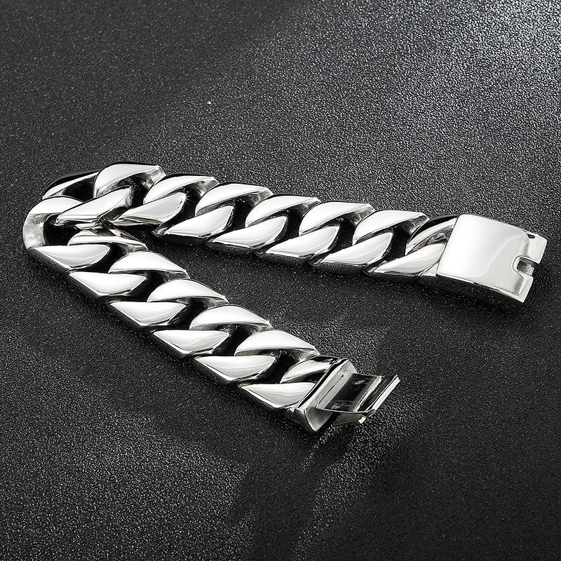 Kemstone Matte Titanium Steel Cuban Link Bracelet – Rugged Minimalist Chain for Men’s Urban & Gothic Style KB162789