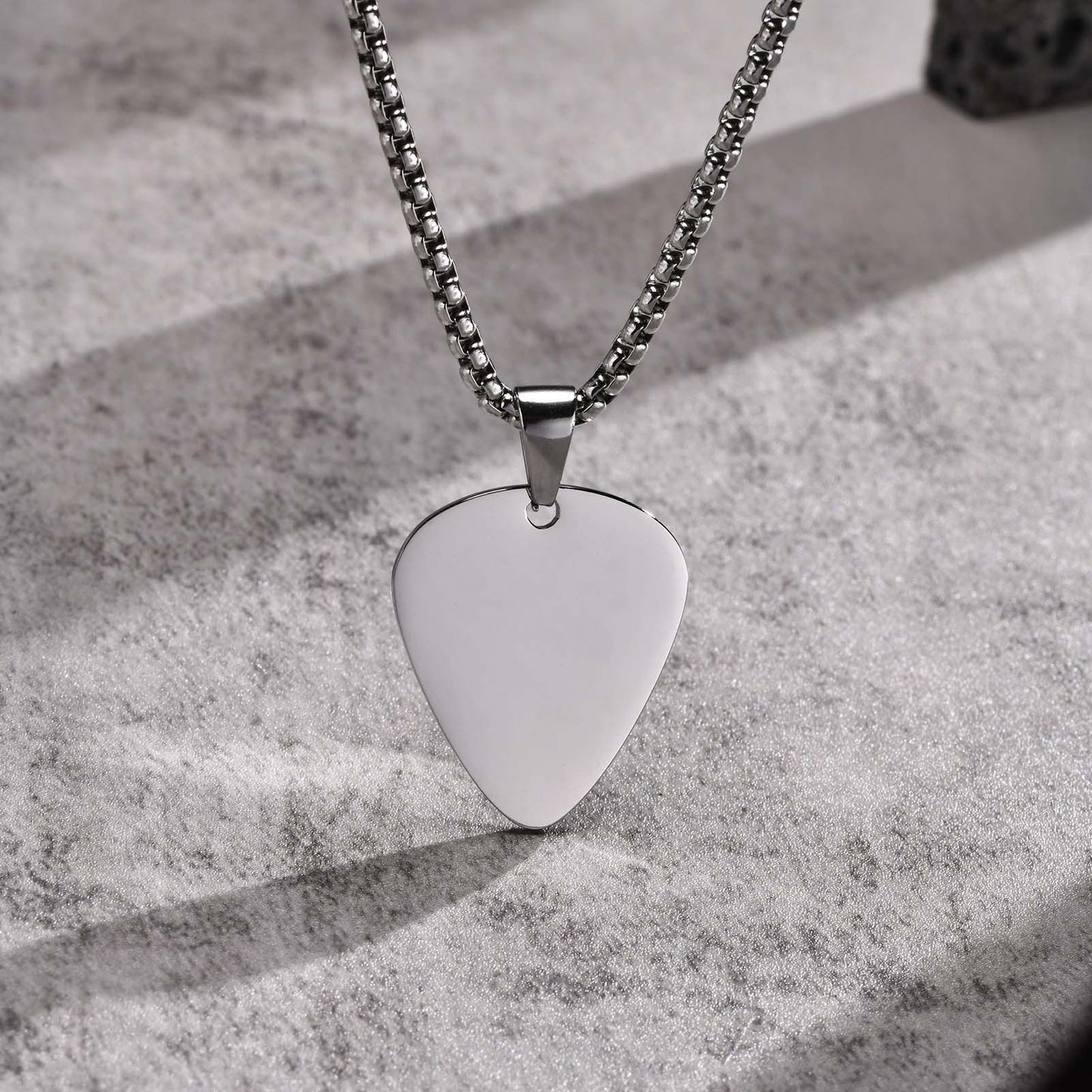 Kemstone Steel Guitar Pick Pendant Necklace – 316L Stainless Steel Minimalist Rock Jewelry PN-1843