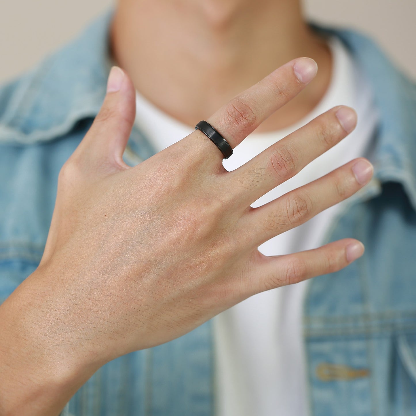 Kemstone Tungsten Steel Graduation Ring – 5mm Black & Gold Matte Finish Men's TCR-061