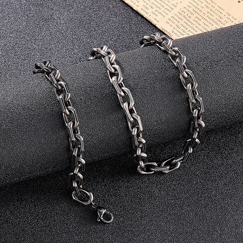 Kemstone Men’s Black O-Link Chain Bracelet & Necklace – Stainless Steel Gothic Viking KS141119-Z