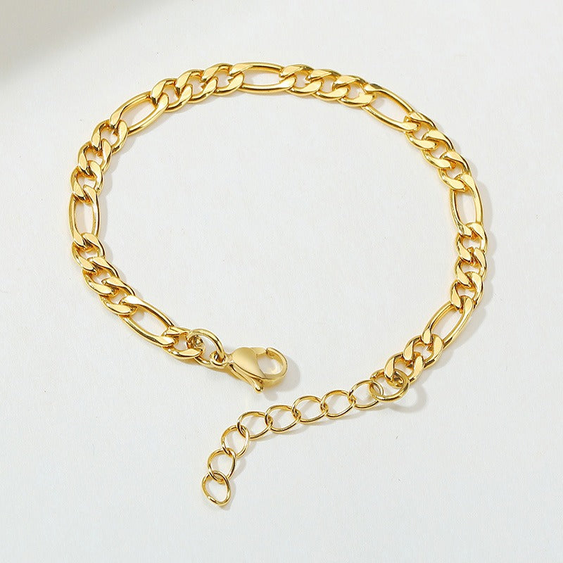Pulsera Kemstone de acero inoxidable 3:1 con cadena NK de titanio y acero - 5 mm/7 mm, joyería unisex de oro y acero para uso diario BR-1076