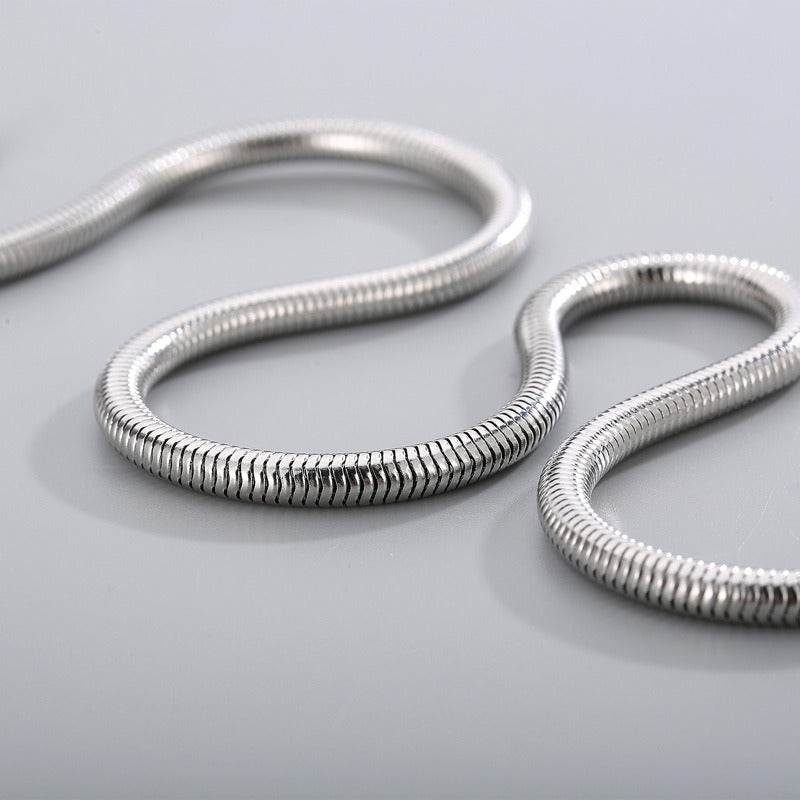 Kemstone Snake Chain Necklace for Men – 5mm 6mm Stainless Steel Streetwear Jewelry KN203822-Z