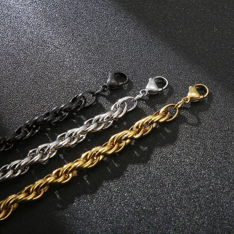 Kemstone Double-Clasp Adjustable Bracelet - Minimalist Stainless Steel Chain for Men's Daily Style KB107527-Z