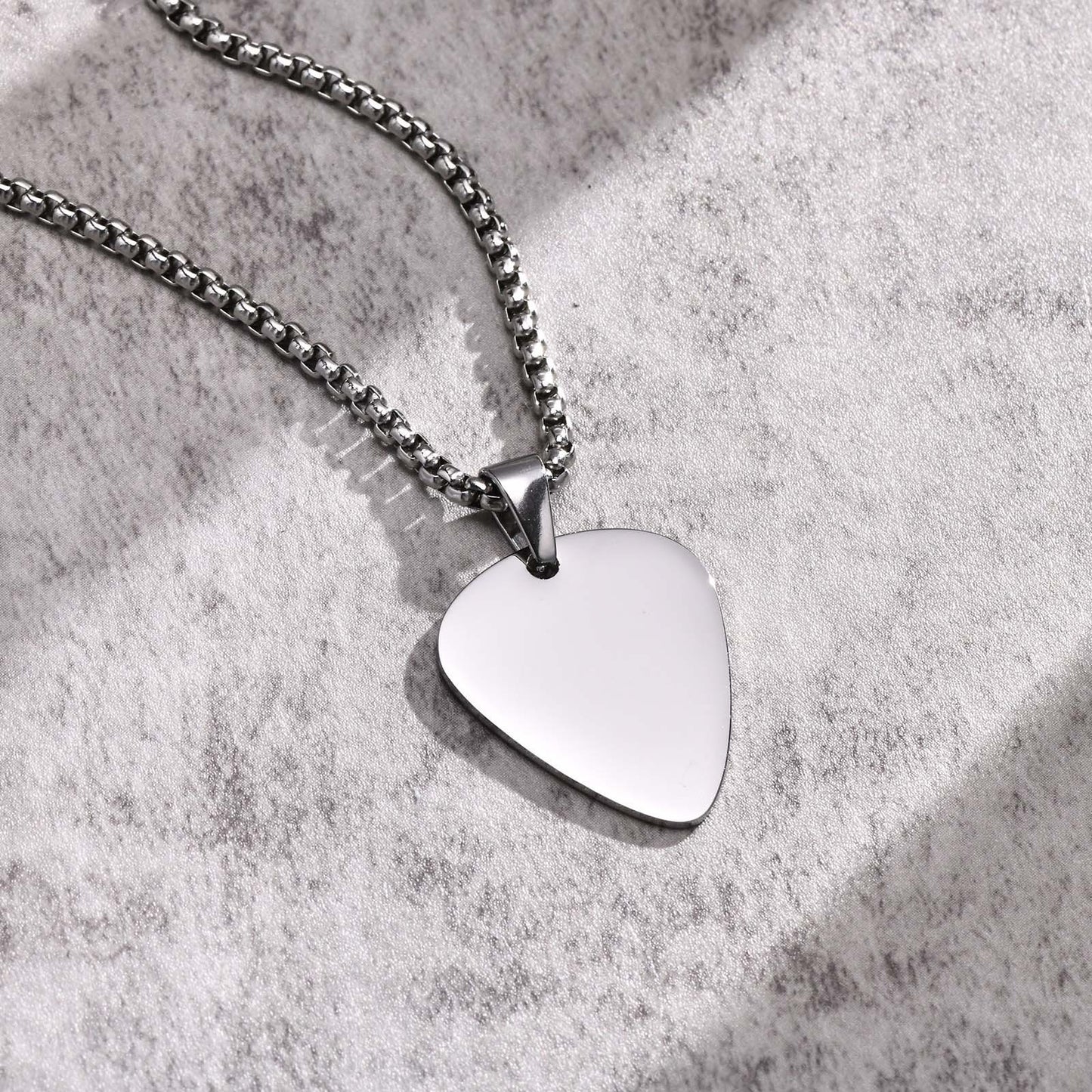 Kemstone Steel Guitar Pick Pendant Necklace – 316L Stainless Steel Minimalist Rock Jewelry PN-1843