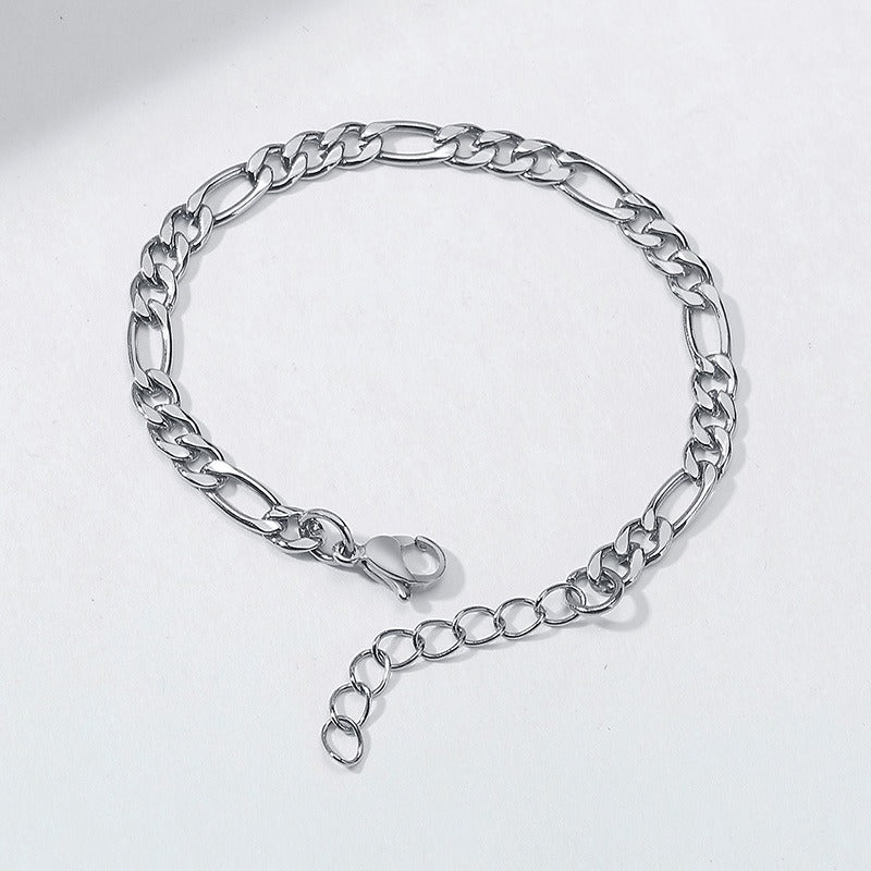Pulsera Kemstone de acero inoxidable 3:1 con cadena NK de titanio y acero - 5 mm/7 mm, joyería unisex de oro y acero para uso diario BR-1076