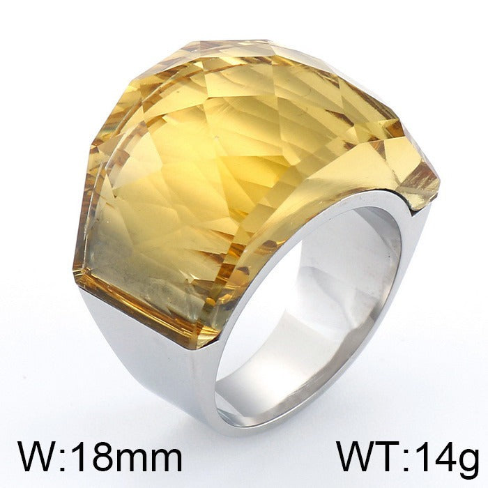 Anillo de oro de 18 quilates con baño electrolítico al vacío de Kemstone y cristal multicolor, diseño de estética simplificada KR31887-K