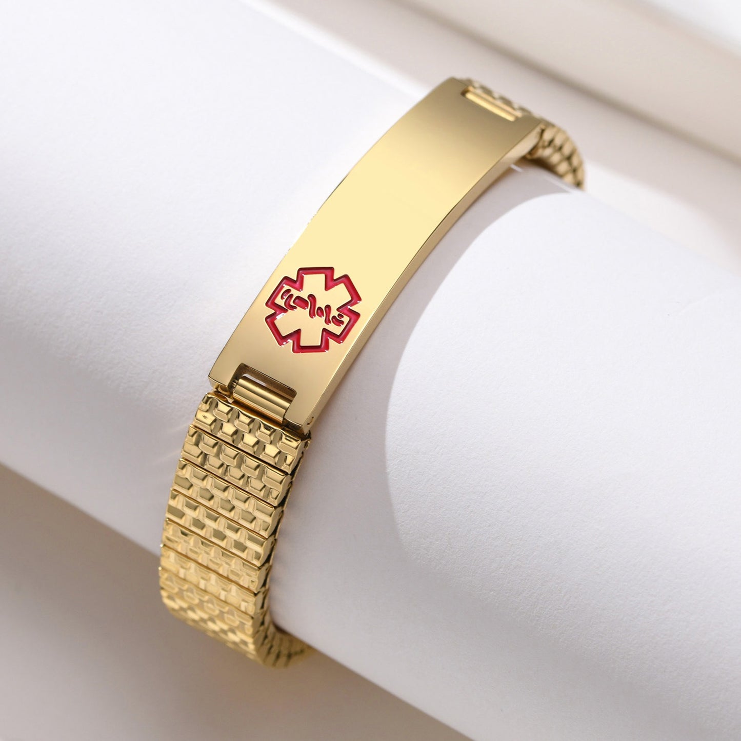 Pulsera elástica de alerta médica – Banda de identificación de acero inoxidable de 12 mm BR-263