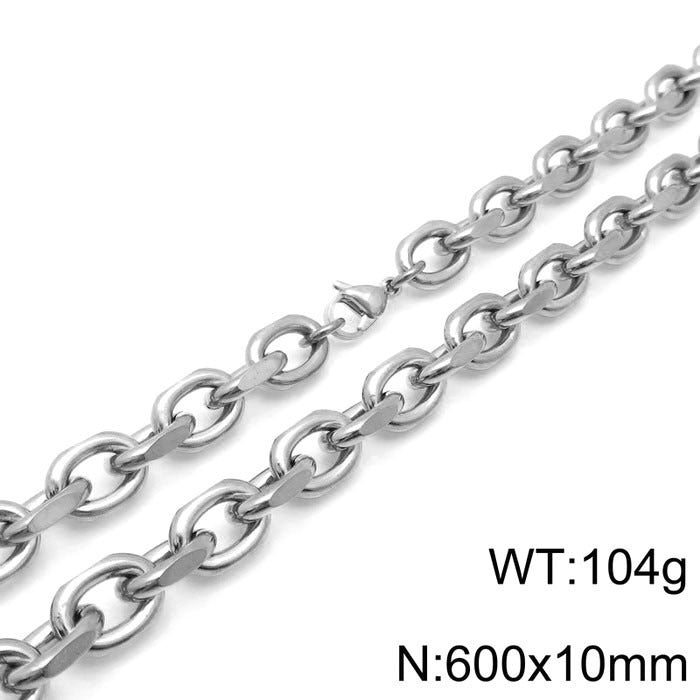 Kemstone Matte Stainless Steel O-Link Chain Set – Gothic Rock Choker & Bracelet for Men’s Urban Streetwear KS138454-Z