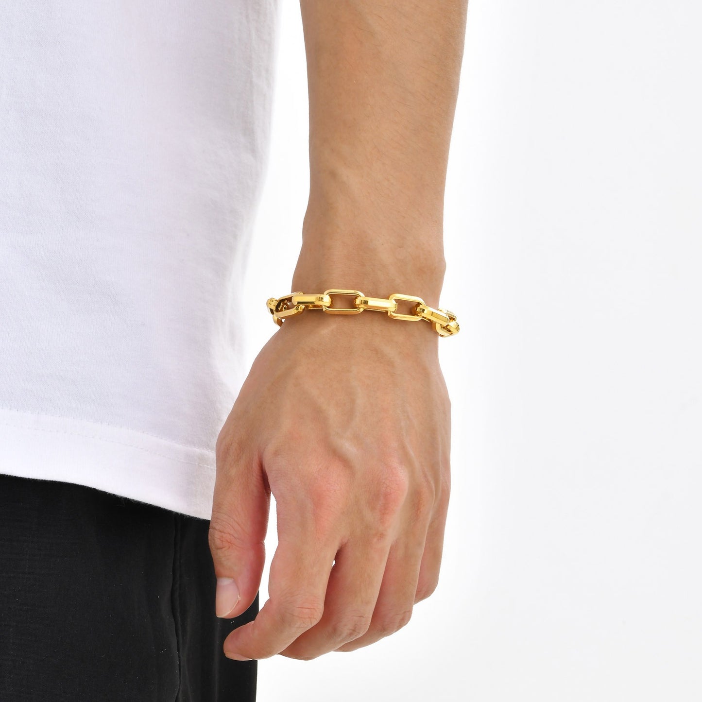 Chunky Square-Link Stainless Steel Bracelet for Men – Norse-Inspired Heavy Chain BR-1734
