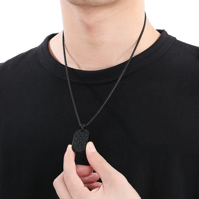 Kemstone Bar Pendant Necklace Stainless Steel Minimalist Cross Crack Texture Men KP130991-HR